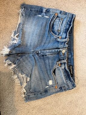 Blank NYC Distressed Blue Denim Jean Shorts